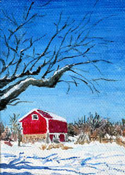 Winter Barn Ruth E Jones Watertown WI acrylic